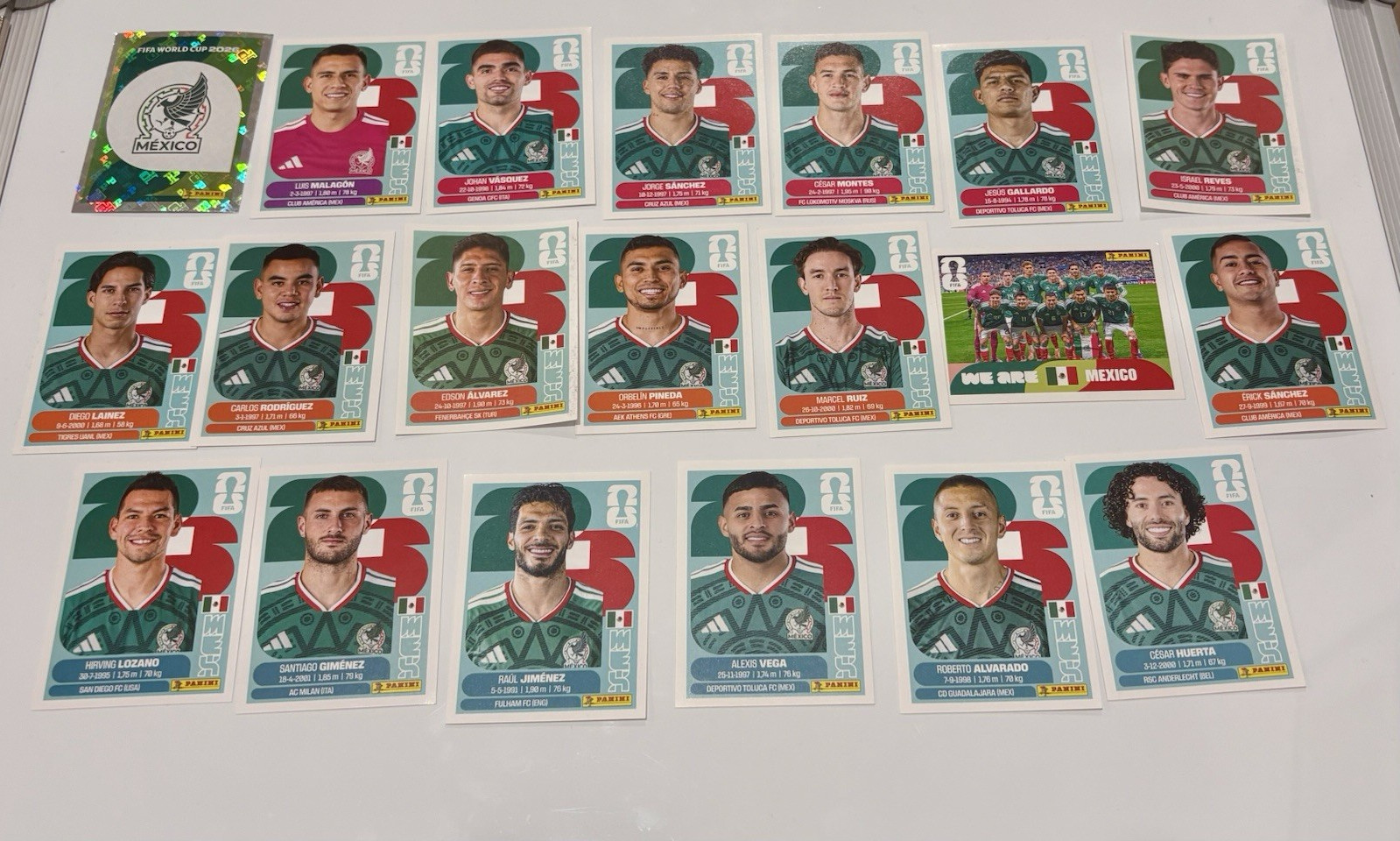 Panini FIFA World Cup 26 National Mexico Team Stickers Lot 20 MEX 1-20 Foil/Base