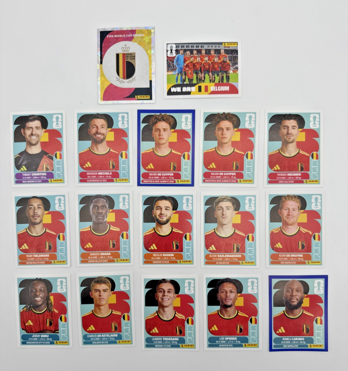 2026 100% Authentic Panini FIFA World Cup Belgium Stickers Pick Team Logo Player