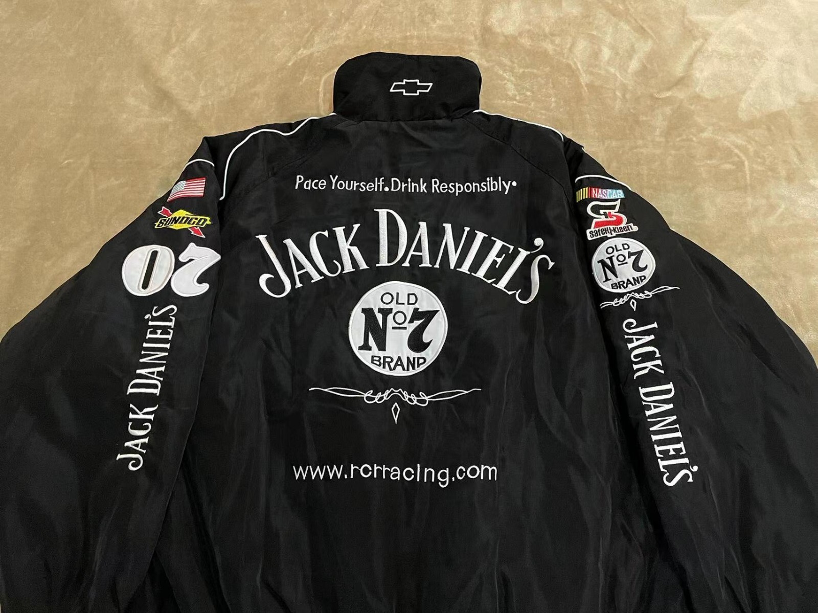 Unisex Adult Racing Jacket Embroidered Patches Cotton Padded Jack M-2XL
