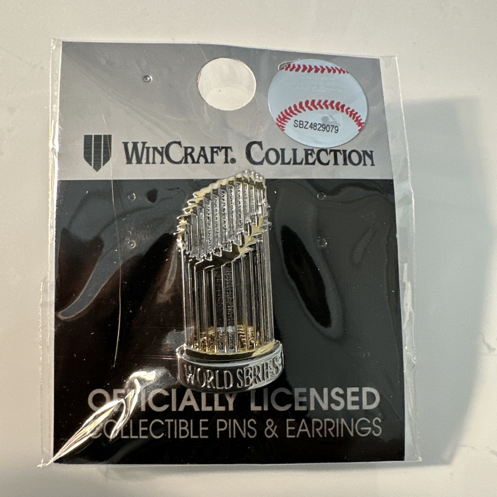 World Series Trophy Label Pin