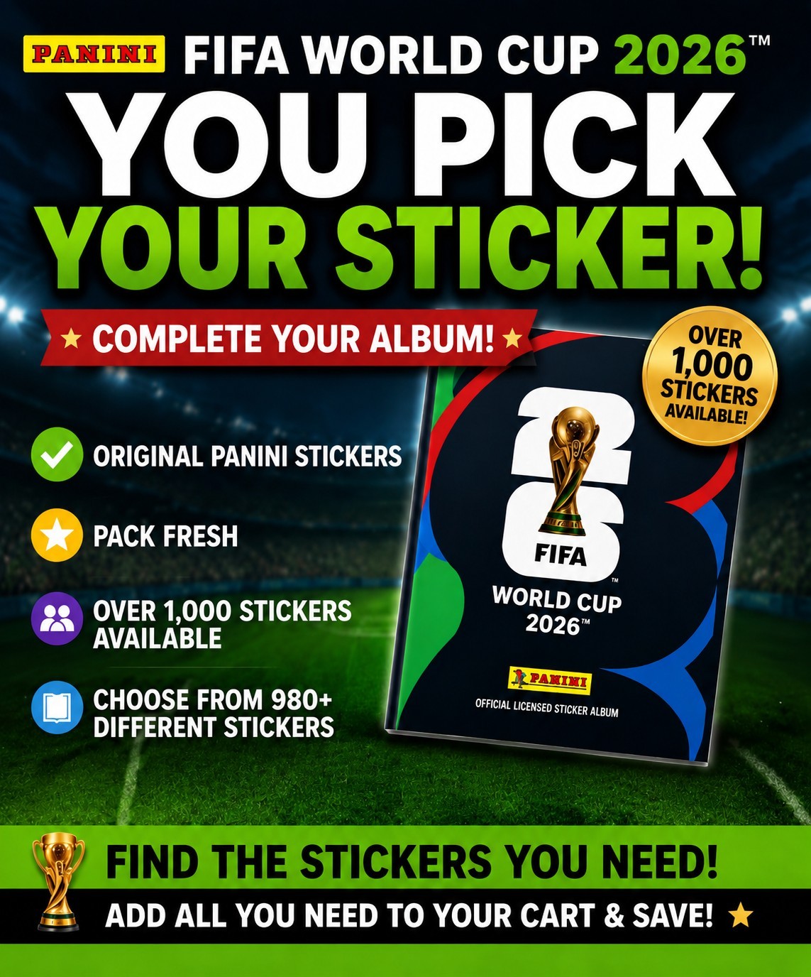 Panini FIFA World Cup 2026 Sticker #MEX1 – #SCO20 *PICK YOUR STICKER* US Edition