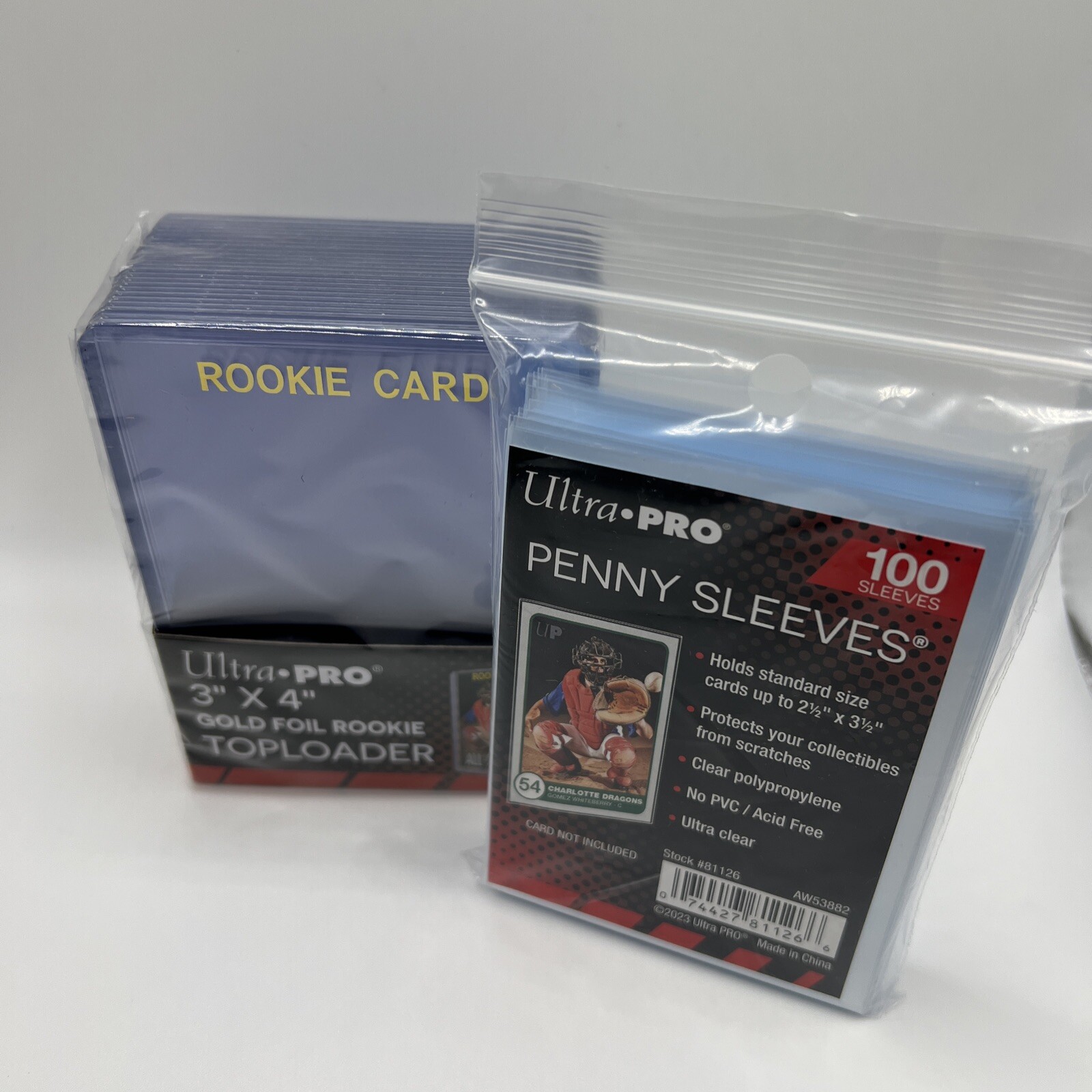 Ultra Pro 3X4 GOLD ROOKIE 35pt Toploaders 1 Pack of 25 AND 100 SLEEVES