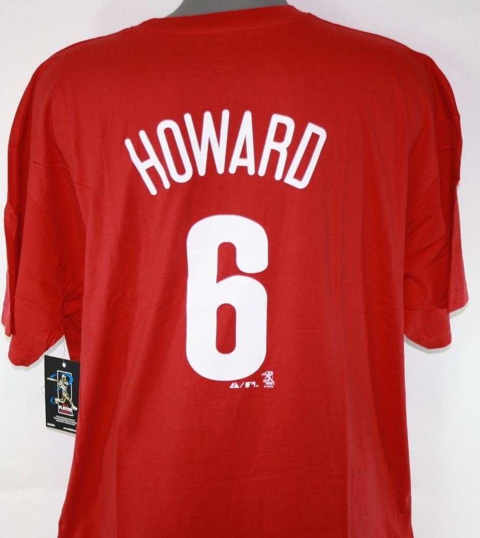 Mens Majestic Philadelphia Phillies Ryan Howard #6 MLB Big & Tall Tee T-Shirt