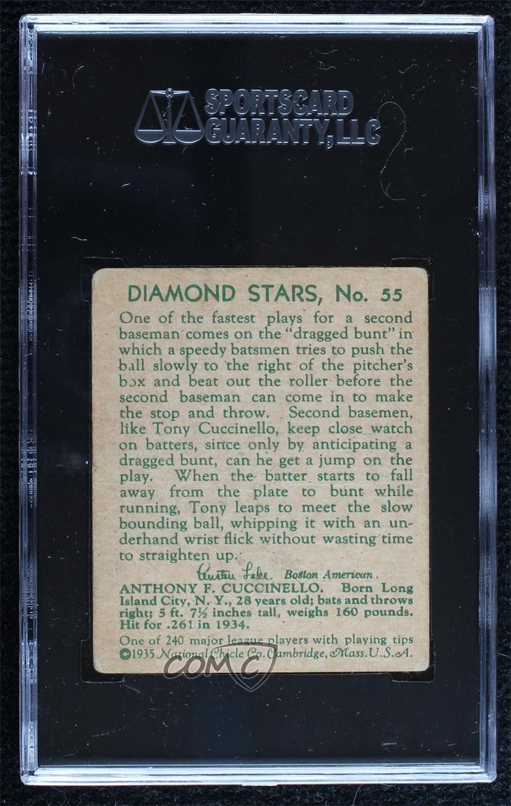 1934-36 National Chicle Diamond Stars R327 Tony Cuccinello #55 SGC 40 0q4x