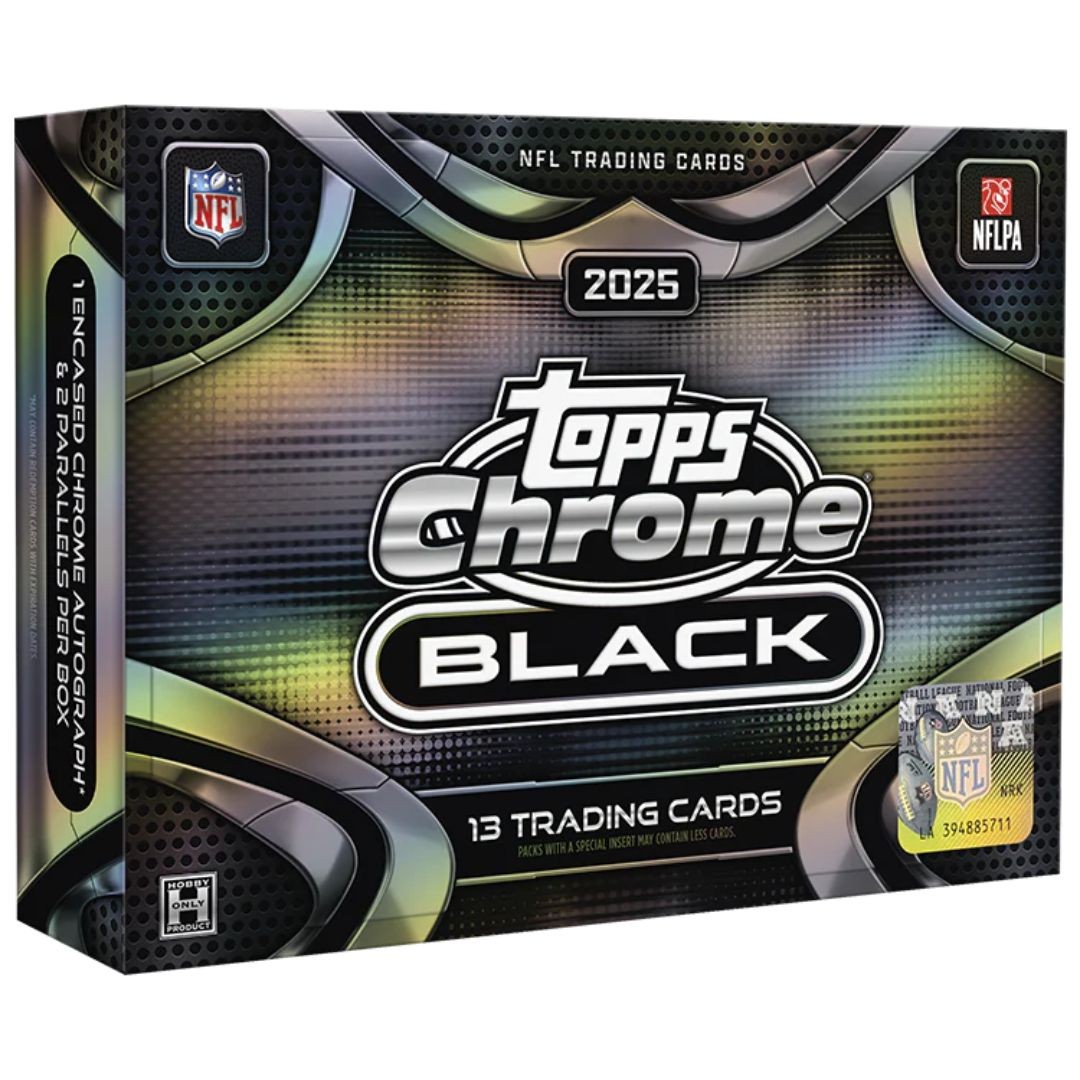PYT #3512 – 12x 2025 Chrome Black Football Hobby Boxes (Full Case)