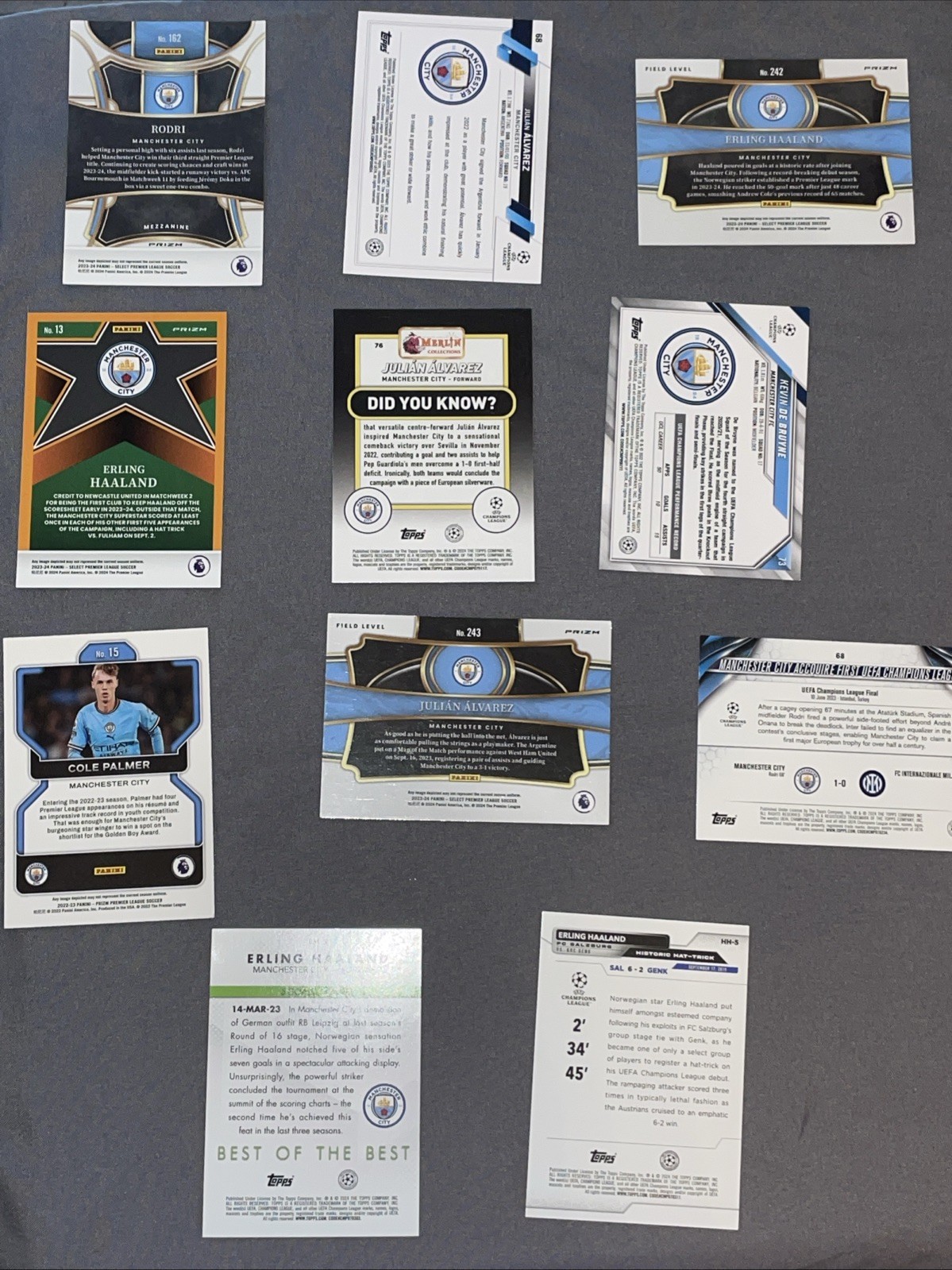 Man City Lot Of 11 Halland Cards Palmer Card Alvarez Rc And More