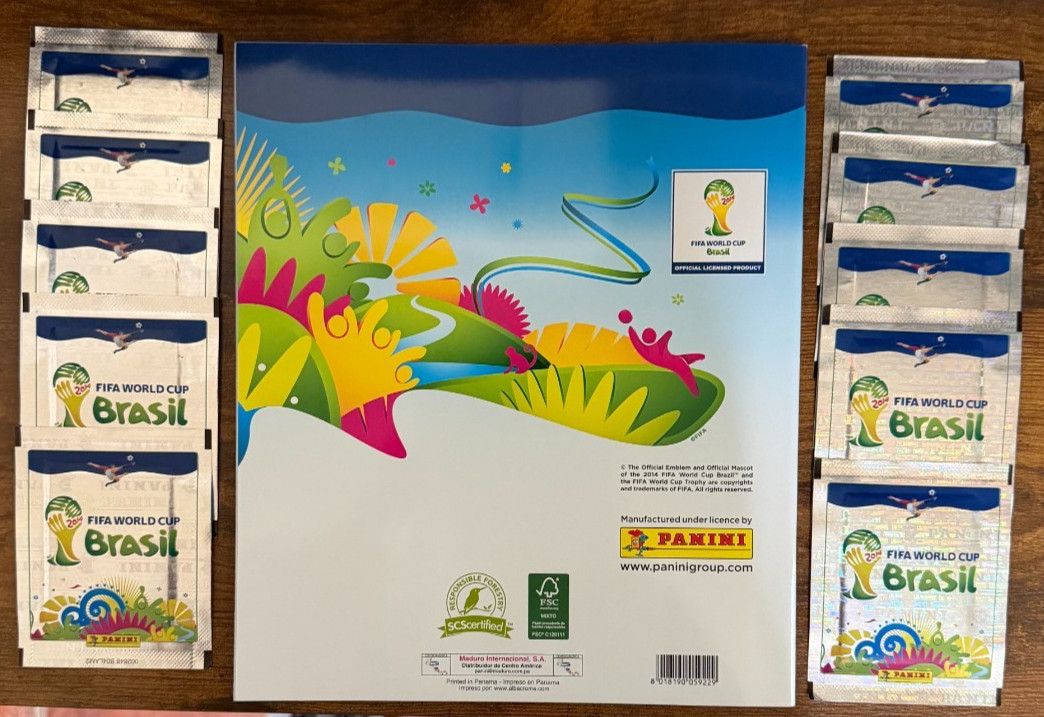 2014 Panini World Cup Brazil Stickers Package 10 Packs + NEW Sticker Album