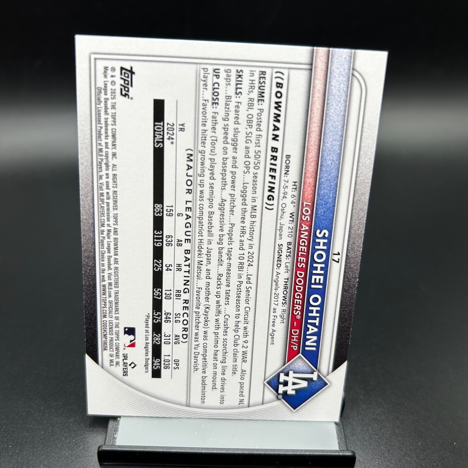 2025 Bowman Paper #17 Shohei Ohtani Los Angeles Dodgers