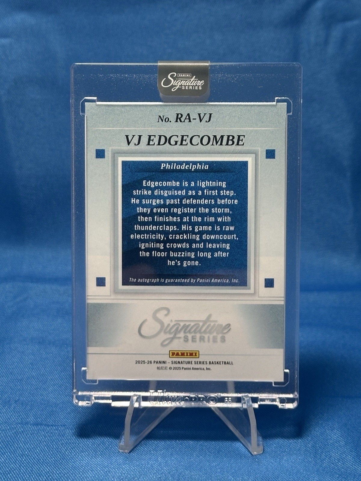 Panini 2025-26 Signature Series VJ Edgecombe Rookie Auto RA-VJ /49 76ers