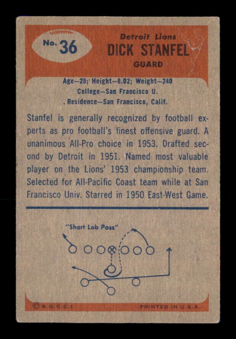 1955 Bowman #36 Dick Stanfel RC VGEX X3483867