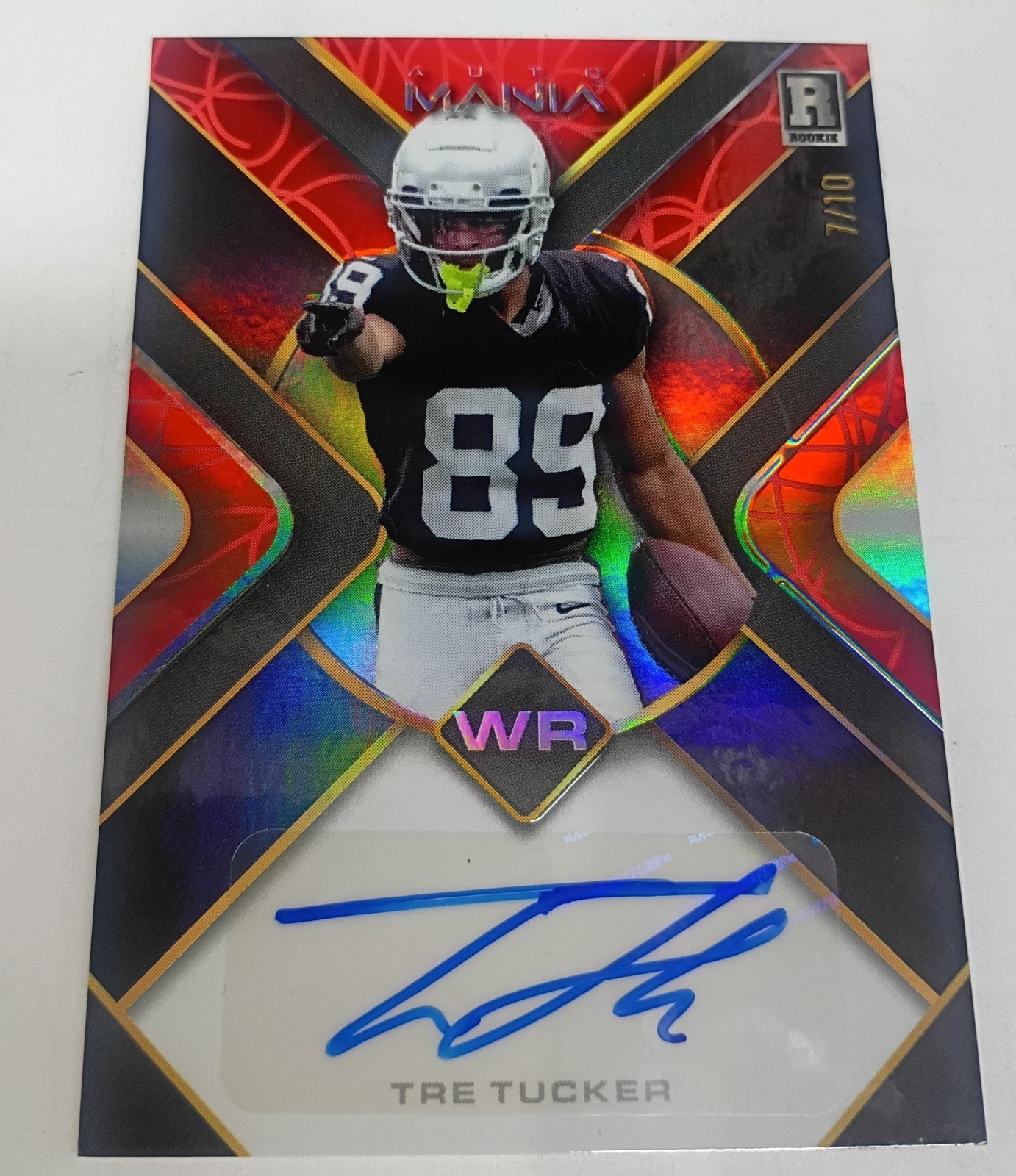 Tre Tucker 2023 wild card auto mania 7/10 SP RC Raiders Auto Rookie (Sticker)