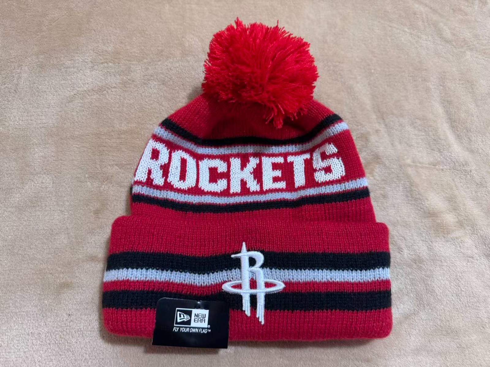 Unisex Adult Basketball Cuffed Knit Hat Fleece lined With Pom 25C