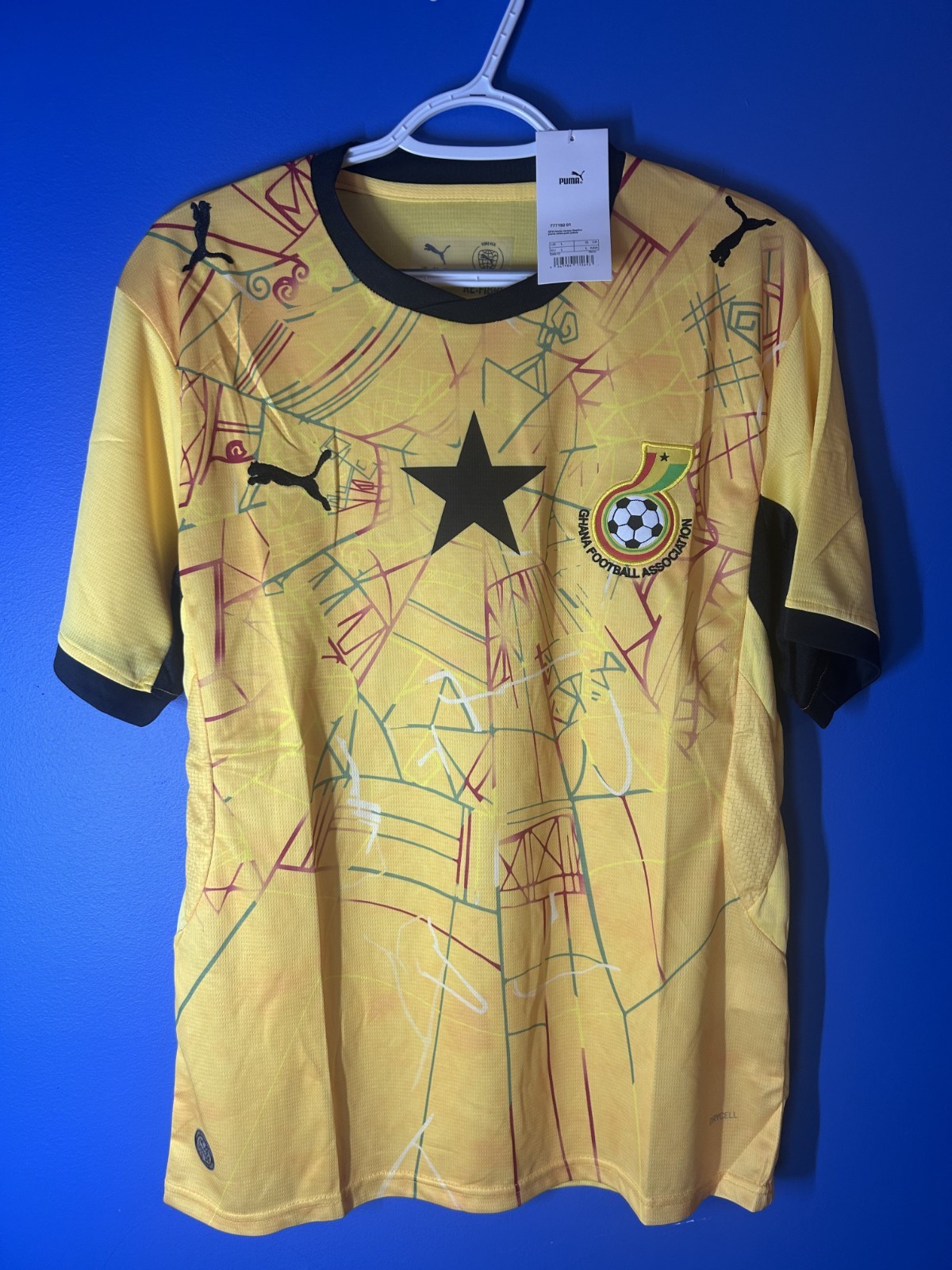 PUMA Ghana 2026 World Cup Jersey Black Stars Yellow ‘ASANSE” Men’s Size XL
