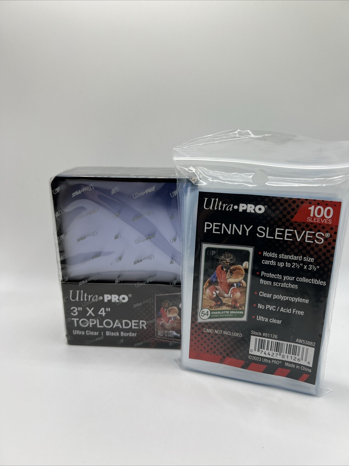 Ultra Pro 3X4 BLACK BORDER Toploaders 35pt 1 Pack of 25 AND 100 SLEEVES