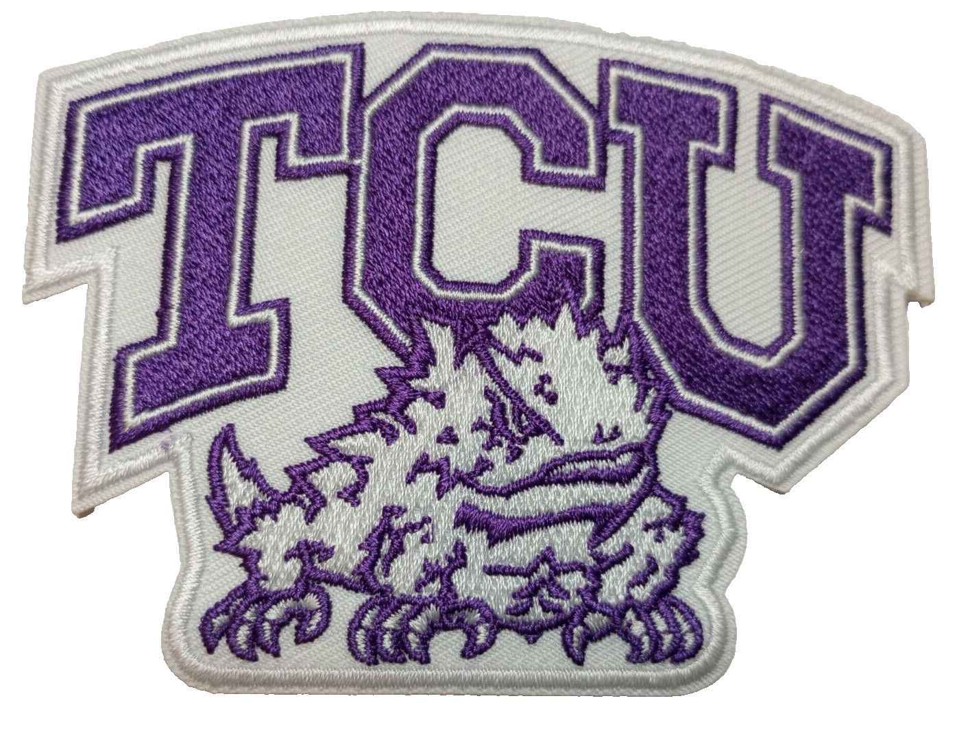 Texas Christian~TCU~Horn Frogs~Embroidered PATCH~3 1/2″ x 2 3/4″~Iron or Sew On