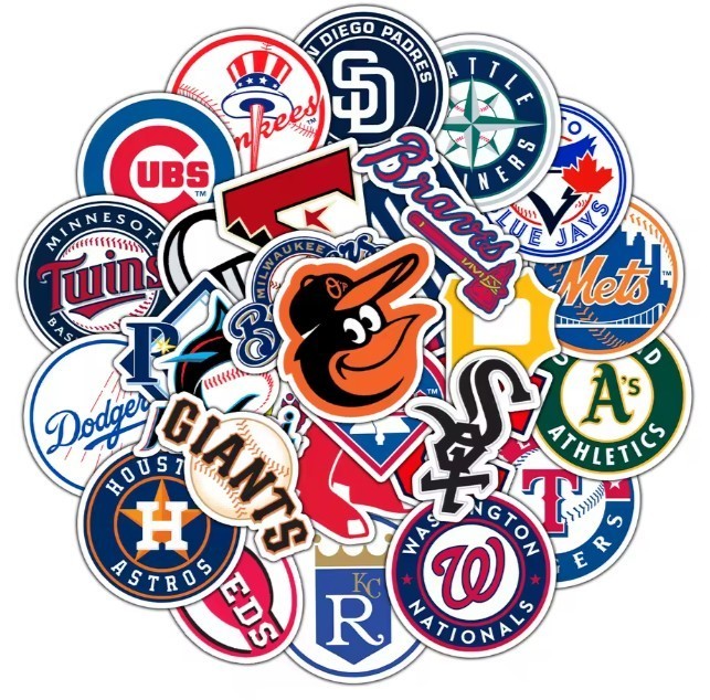 30pcs MLB Baseball Stickers – All 30 Teams Logo – Waterproof Vinyl Stickers