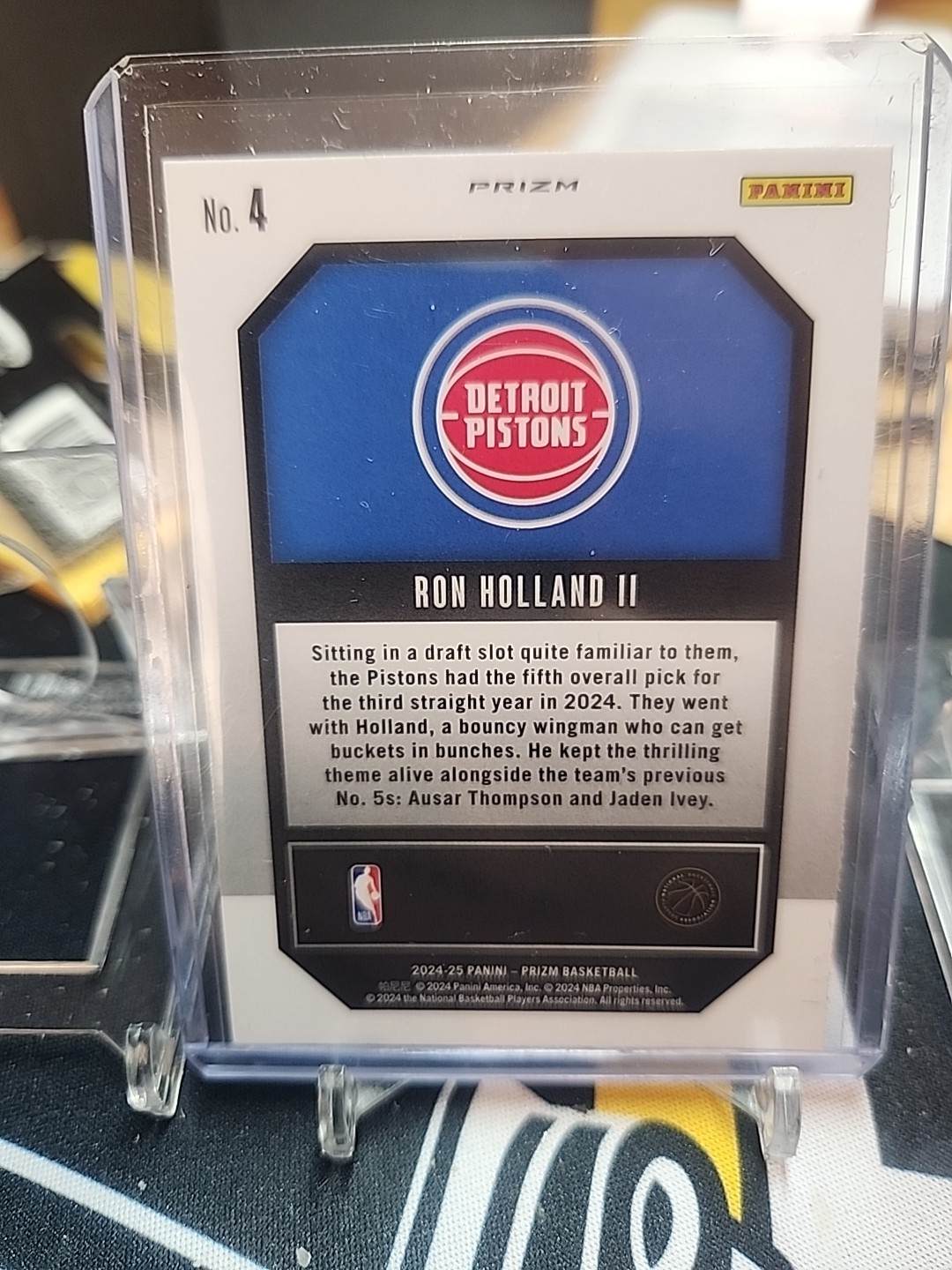 2024-25 PANINI PRIZM RON HOLLAND II ROOKIE EMERGENT #4 GREEN PRIZM PISTONS RC