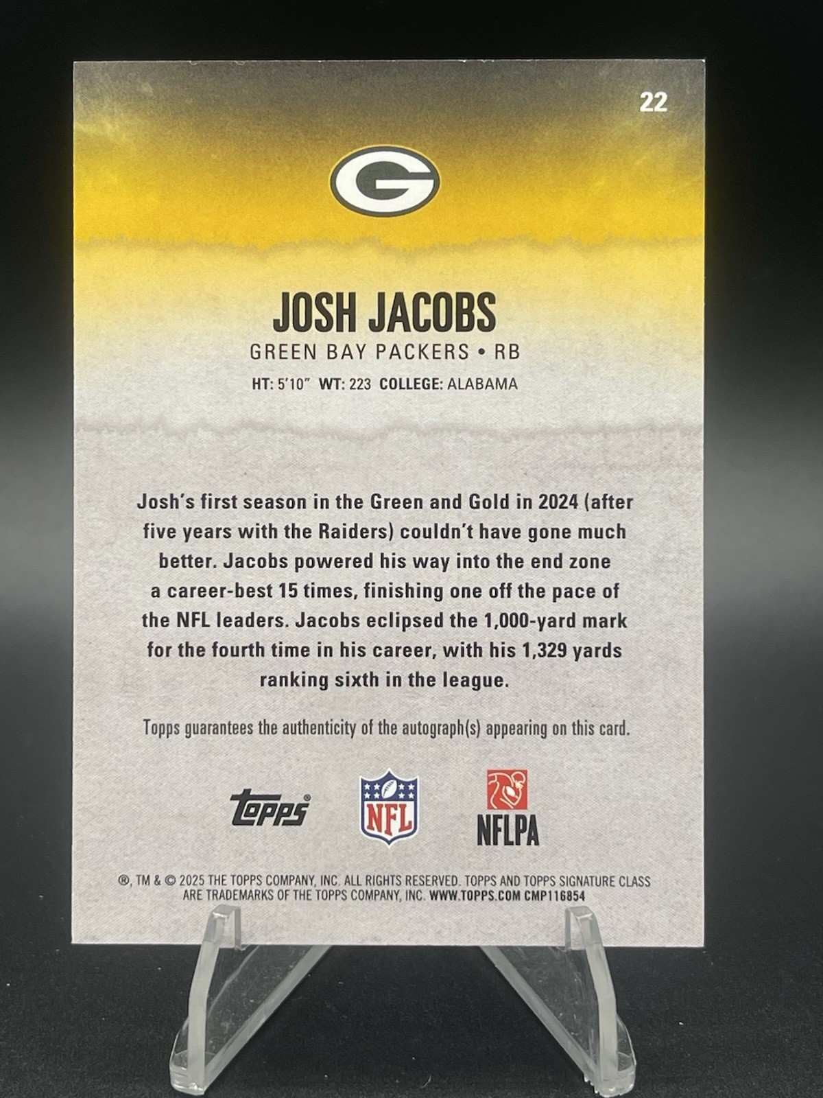 2025 Topps Signature Class Josh Jacobs /150