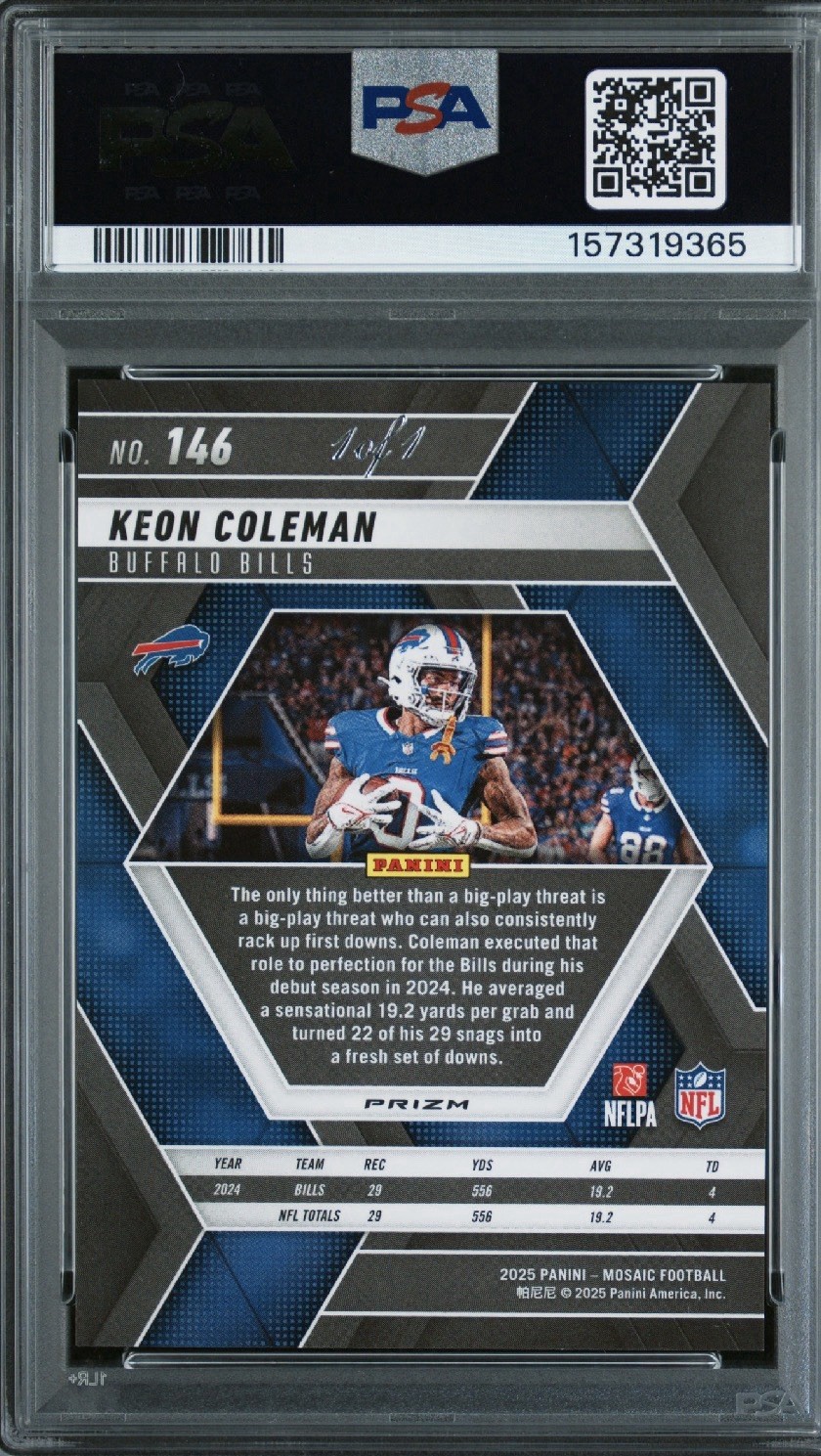 2025 Mosaic Keon Coleman No Huddle Black Disco 1/1 Bills