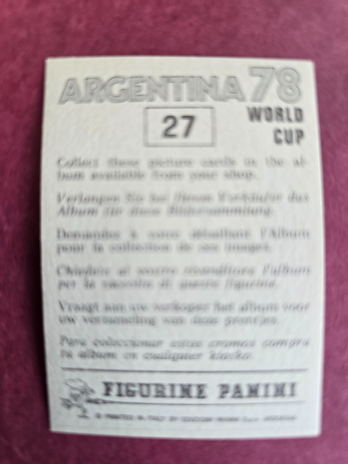 Argentina 1978 World Cup Panini stickers – U Pick – All EX+ – in USA- no tariff!