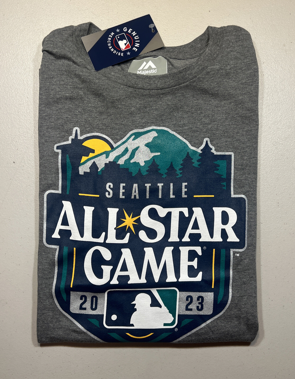 Majestic 2023 MLB Seattle All Star Game Logo T-Shirt Gray | NWT Size L