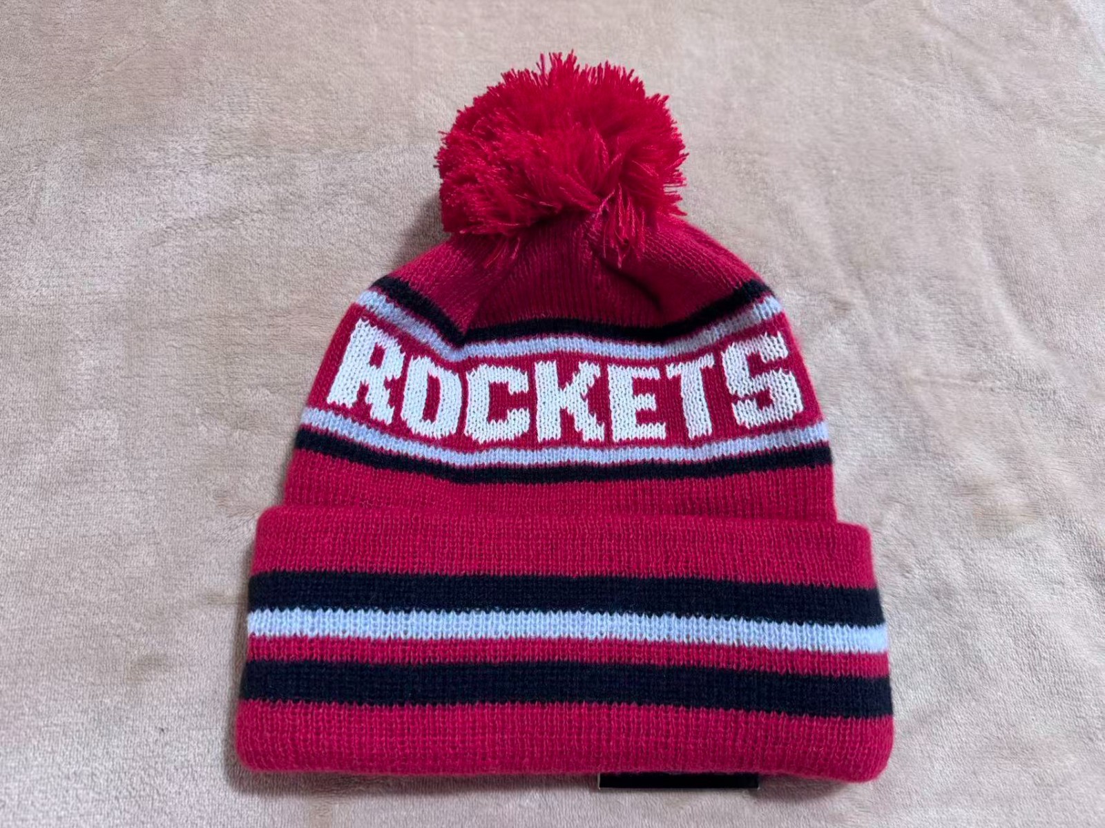 Unisex Adult Basketball Cuffed Knit Hat Fleece lined With Pom 25C