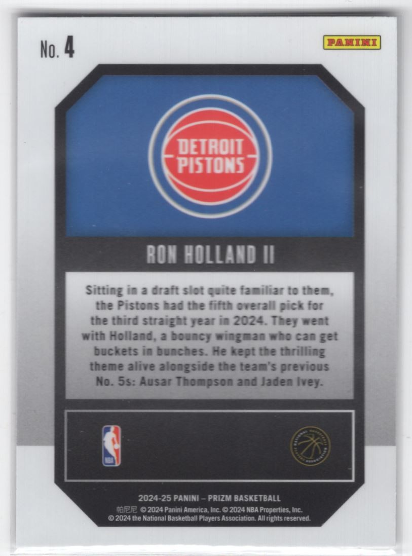 #4 2024-25 Panini Prizm Emergent Base Ron Halland II Rookie Detroit Pistons