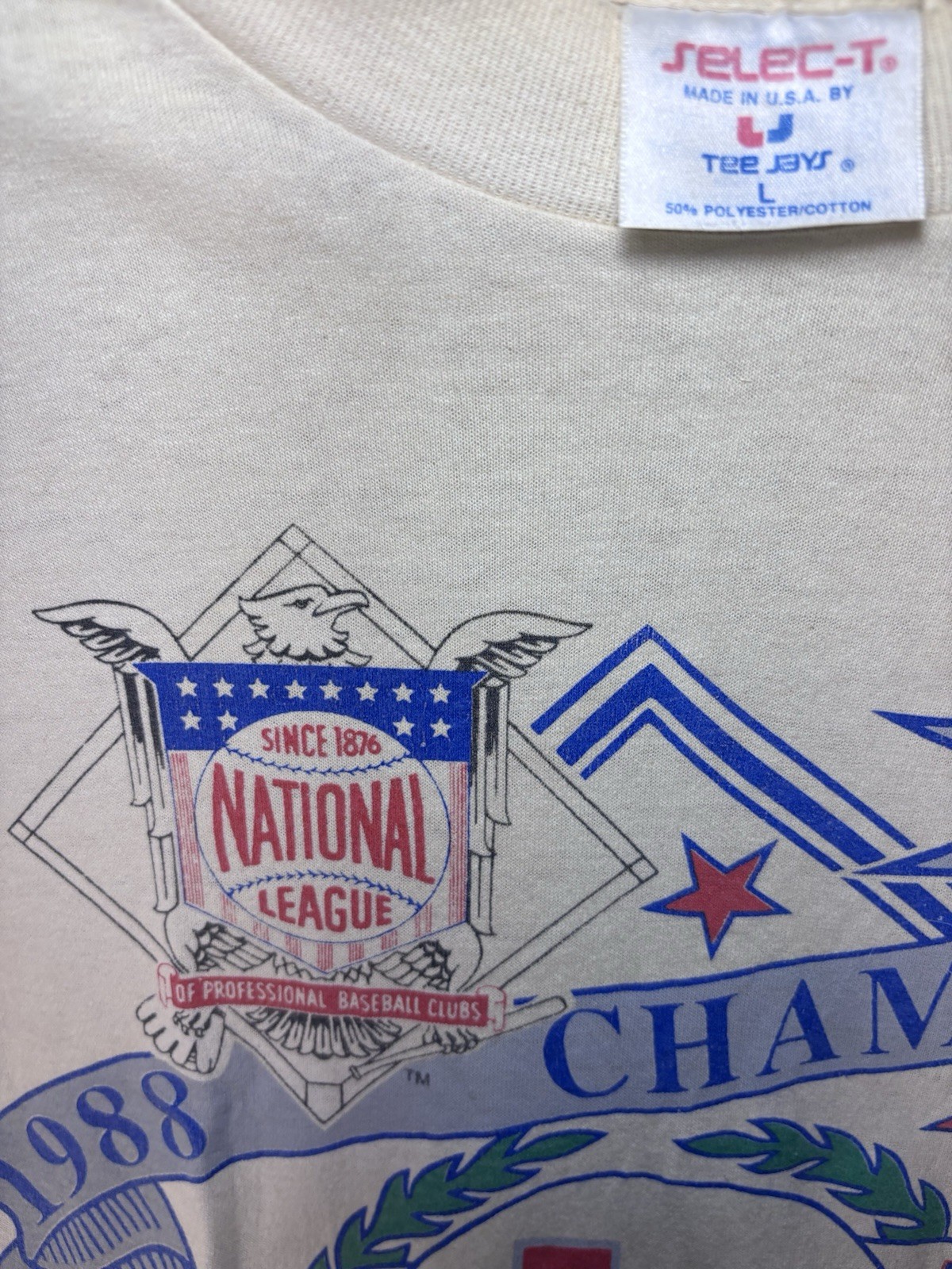 VTG 1988 LA Dodgers World Series Champions T-Shirt Large Tee Jays Single Stitch