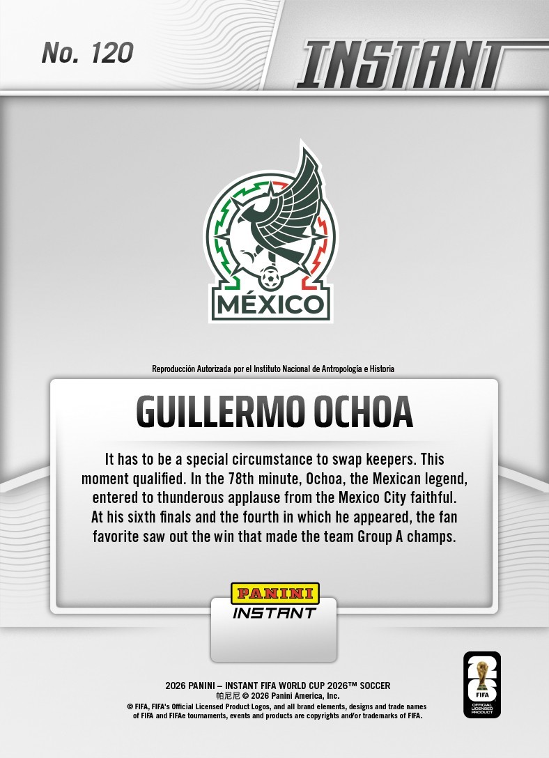 2026 Panini Instant FIFA World Cup #120 Guillermo Ochoa Mexico PRESALE
