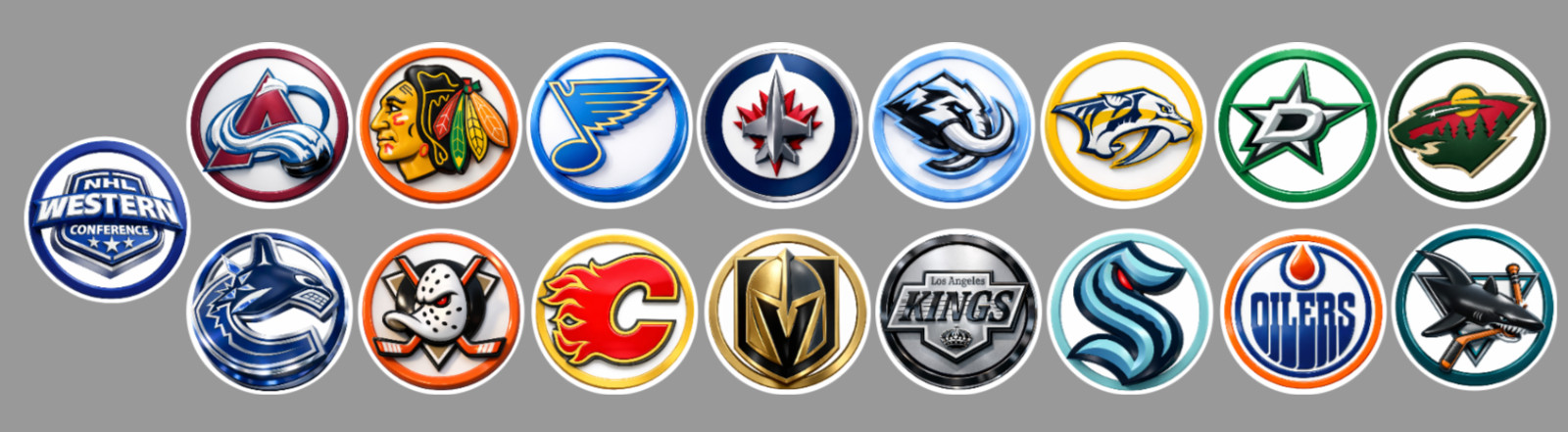 Handcrafted Hockey Team Magnets 0.9″ FULL SET/ALL 32 TEAMS. For Fan Standings