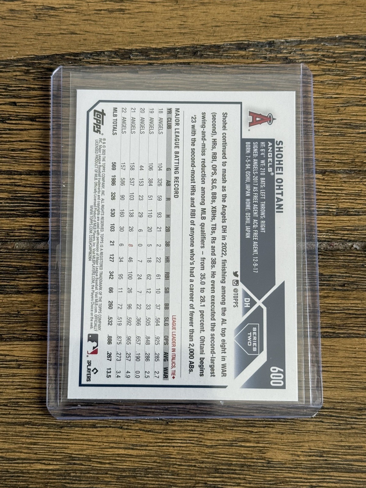 2023 Topps Series 2 Shohei Ohtani Montgomery Club Parallel #600 LA Angels