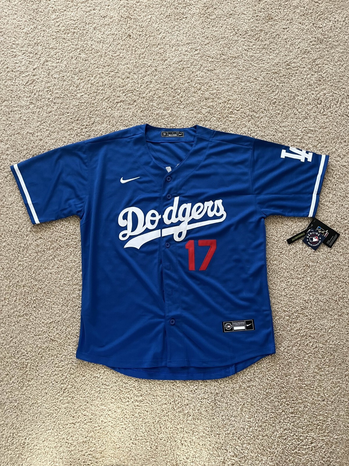 sNWT Shohei Ohtani Dodgers Men’s XL Blue Away Jersey Stitched #17