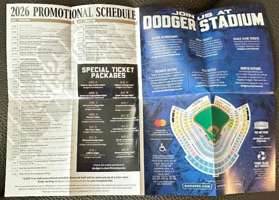 LOS ANGELES DODGERS 2026 POCKET SCHEDULE SET OF 3 SHOHEI OHTANI FREEMAN NAKAMOTO