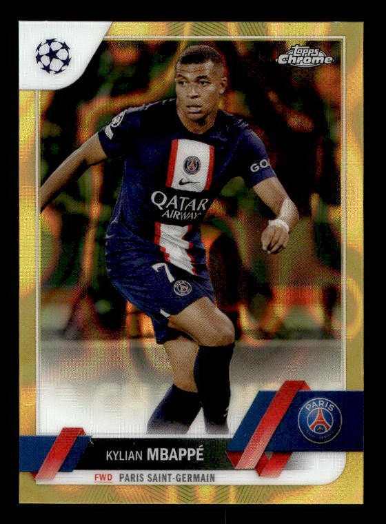 2022-23 Topps Chrome Kylian Mbappe SSP (~/35) Gold Lava #100 PSG Madrid