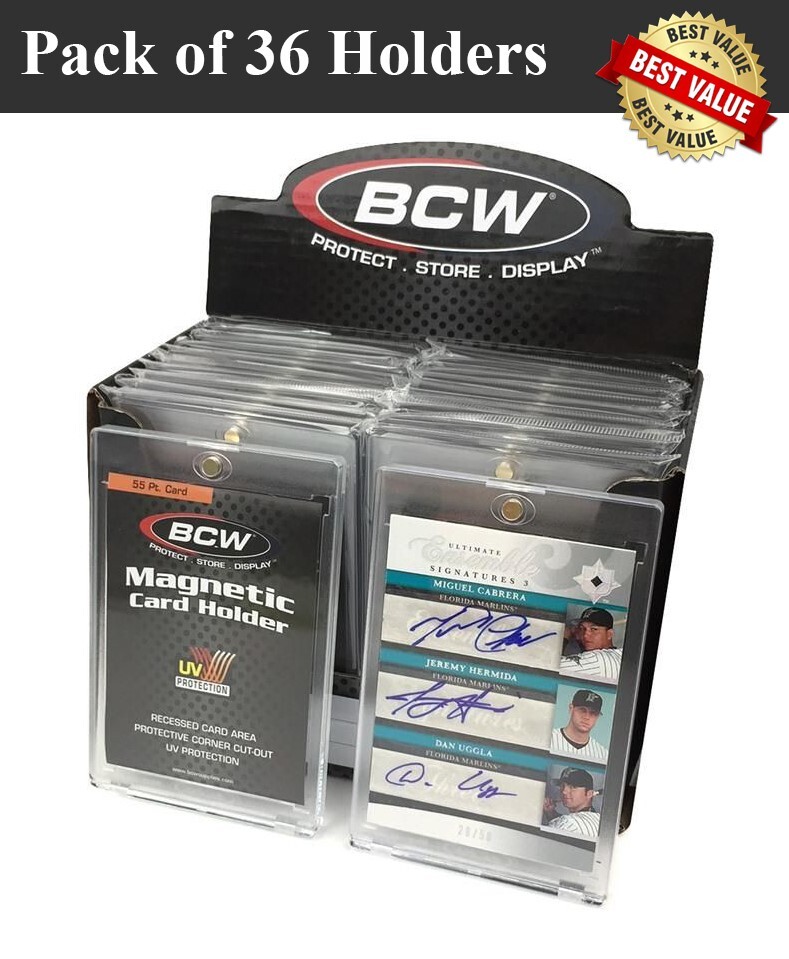 36 BCW Magnet Card Holder 55 Pt Recessed UV Protection Slab 2 1/2 x 3 1/2 Inside