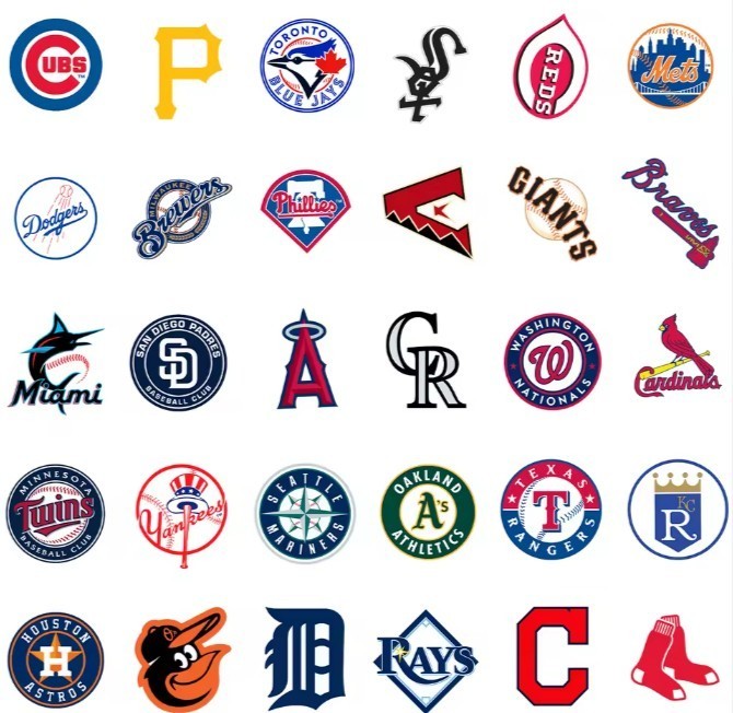 30pcs MLB Baseball Stickers – All 30 Teams Logo – Waterproof Vinyl Stickers