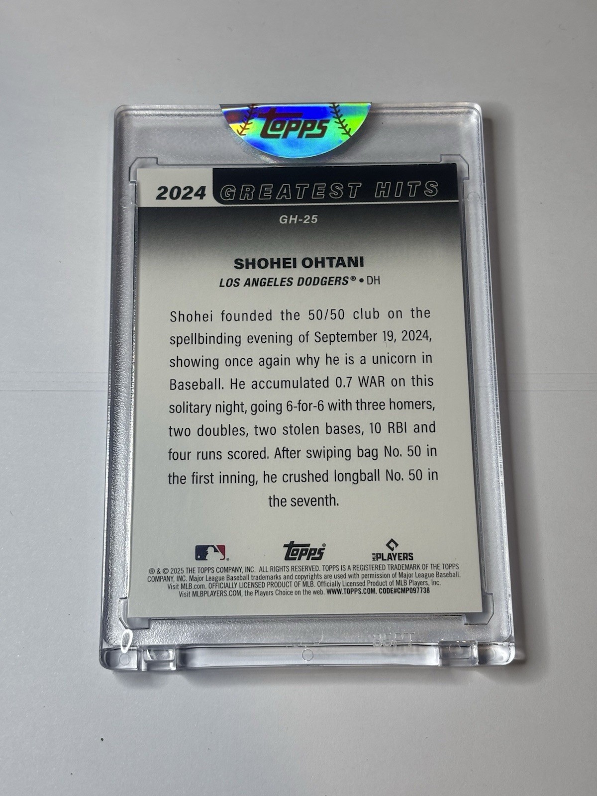 Shohei Ohtani RARE Refractor SSP Investment Card Topps Dodgers 50/50 ENCASED