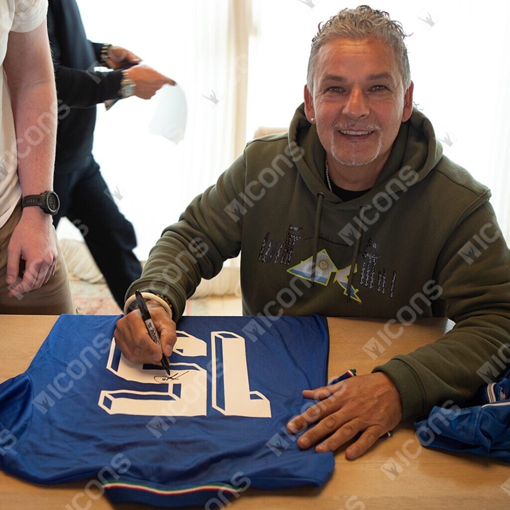 Roberto Baggio Signed 1990 Signed Back Italy #15 Home Jersey Icons Certified