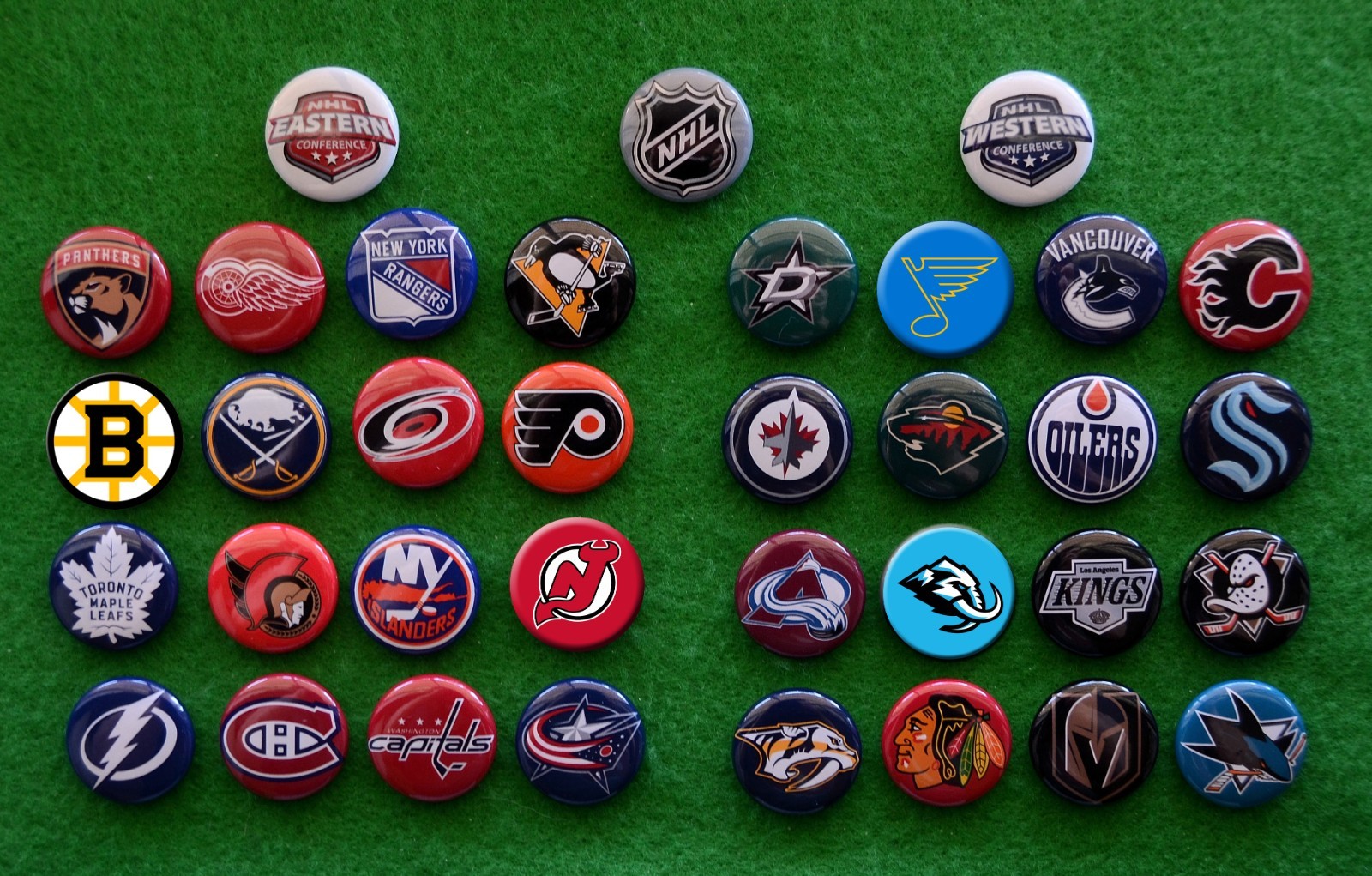 NHL Hockey All 32 Teams – 1″ Pinback Buttons