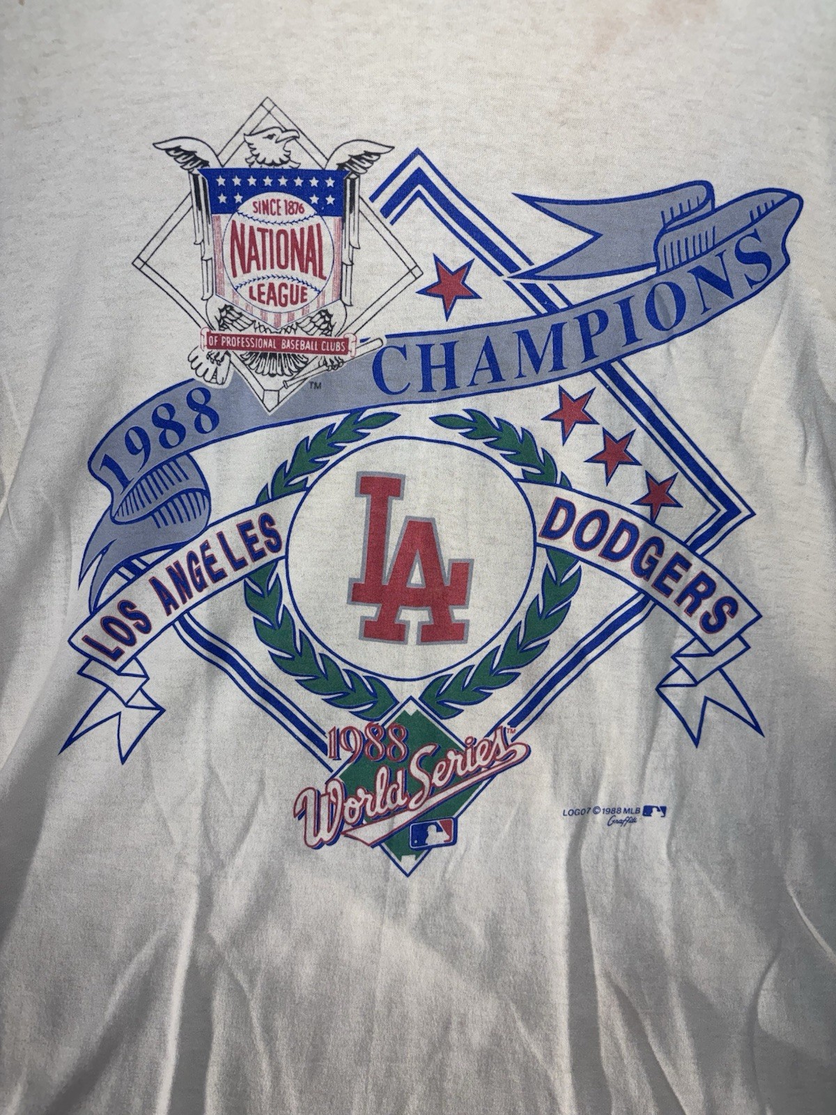 VTG 1988 LA Dodgers World Series Champions T-Shirt Large Tee Jays Single Stitch