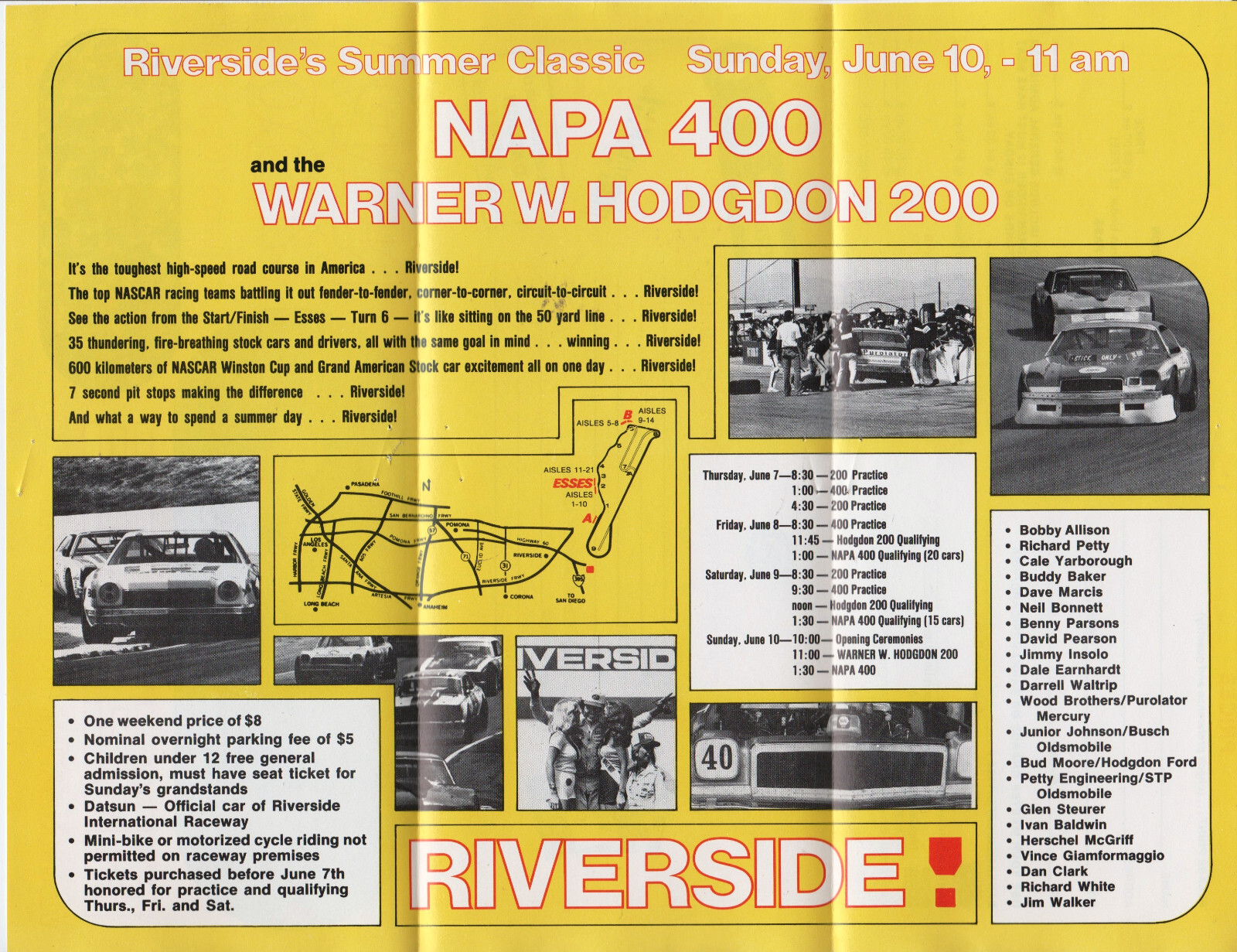 NASCAR Riverside Stock Car 10 Piece Brochure Assortment – Free Shipping