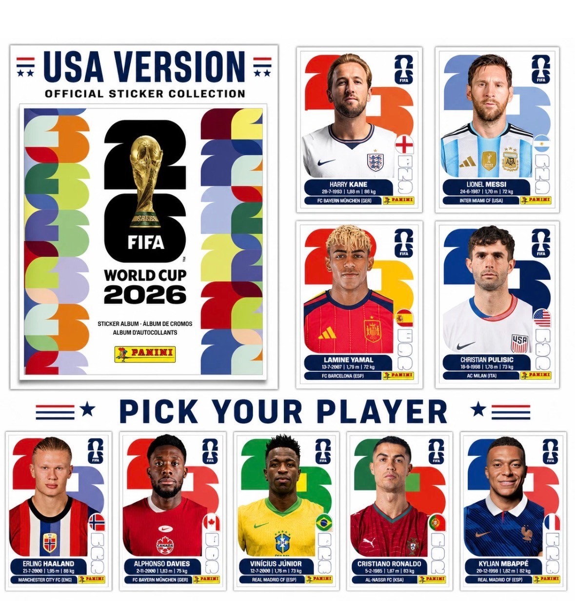 2026 Panini FIFA World Cup Stickers – GROUPS G-L YOU PICK! / FREE SHIPPING