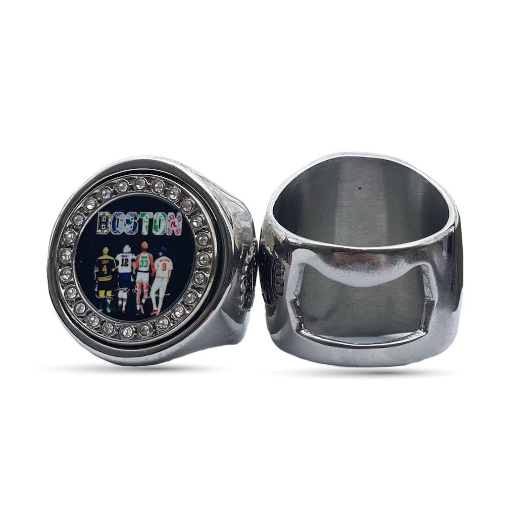 The BOSTONS GREATEST ATHLETES deCAPitator Ring Opens Bottles & Cans. Sizes 6 -15