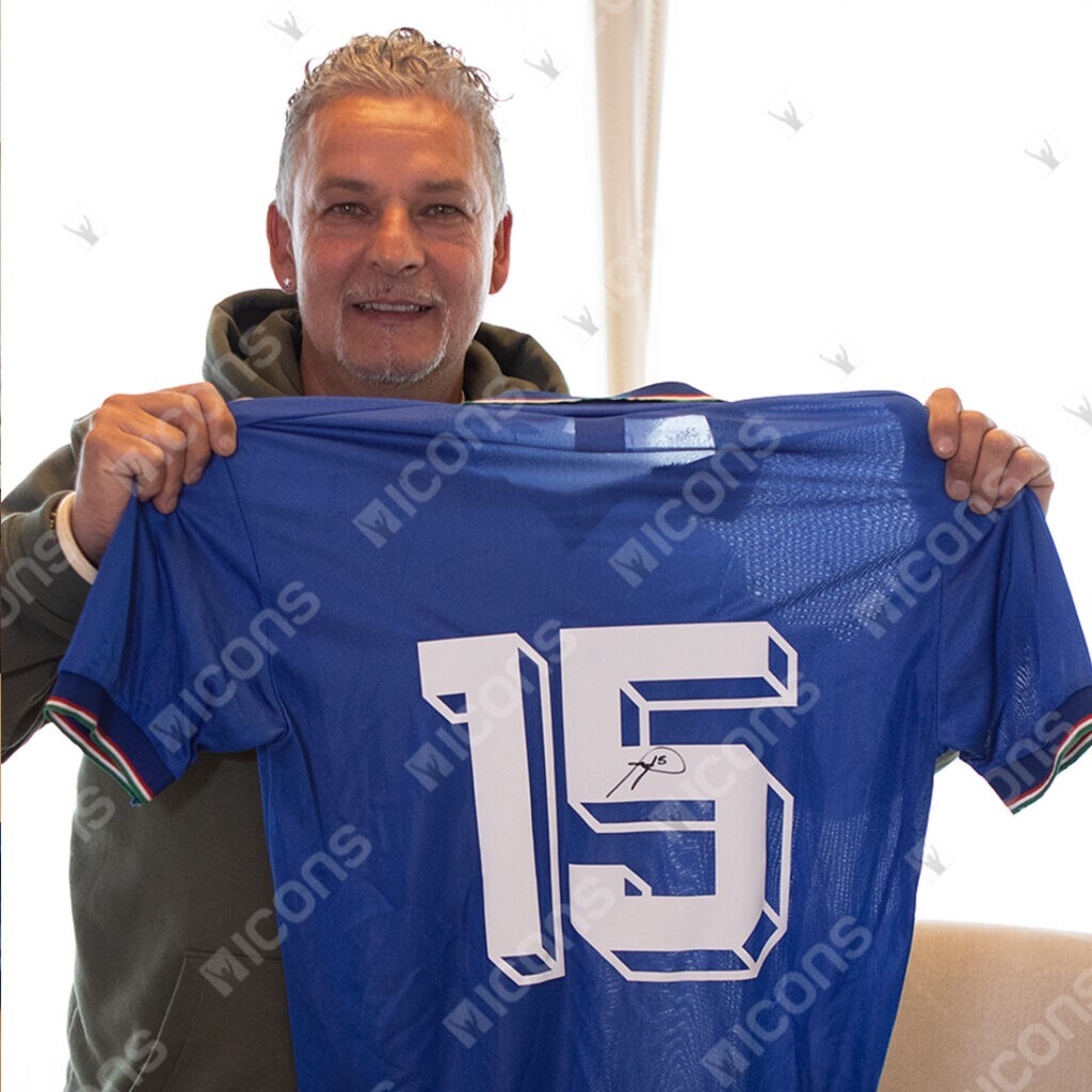 Roberto Baggio Signed 1990 Signed Back Italy #15 Home Jersey Icons Certified