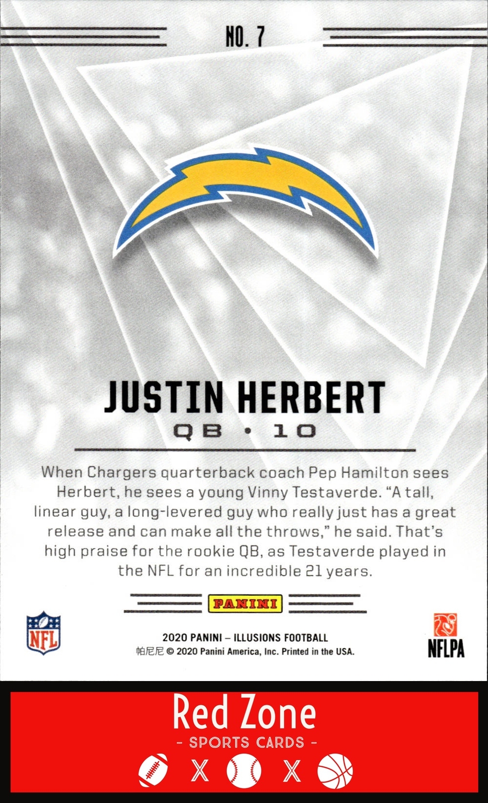 2020 Panini Illusions – #7 Justin Herbert NM.