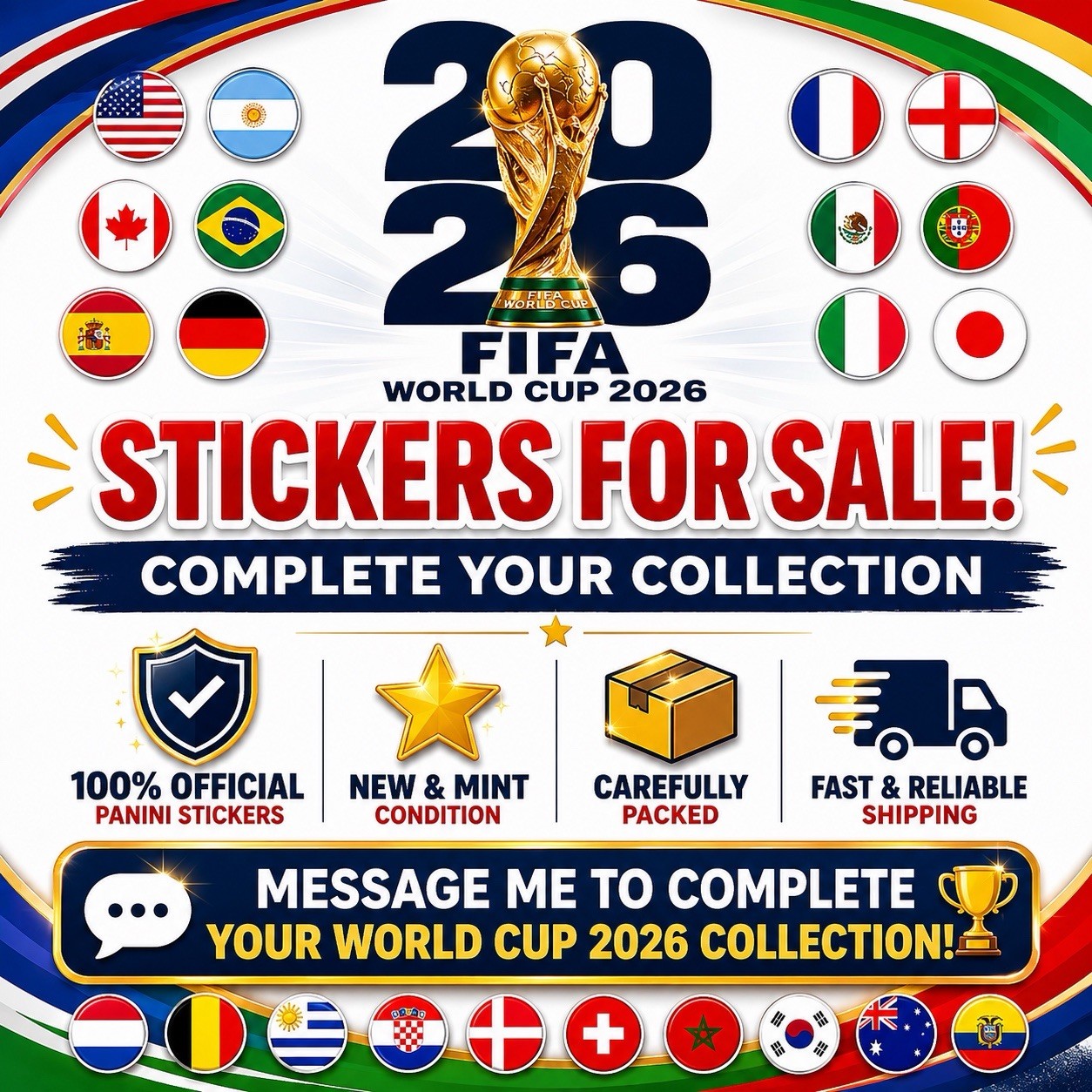 2026 Panini FIFA World Cup Stickers – YOU PICK – #ARG1 – #PAN20 – GROUP J K L