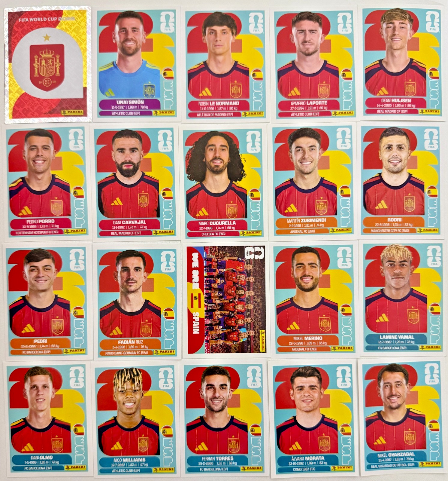 2026 Panini FIFA World Cup Spain España Stickers Pick Your Number ESP2-ESP20