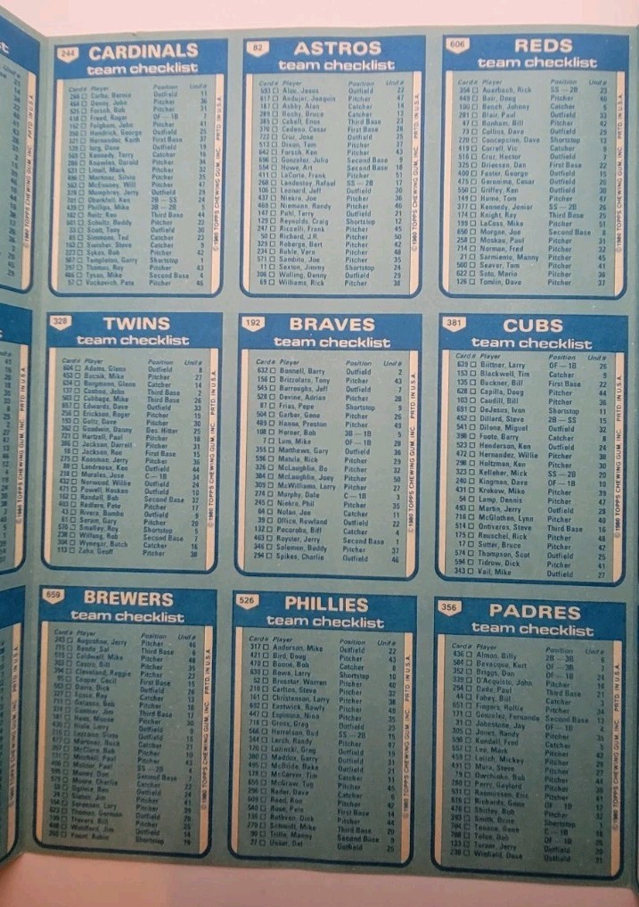 1980 Topps Uncut Baseball Team Photo Sheet All MLB Teams Ricky Henderson RC Year