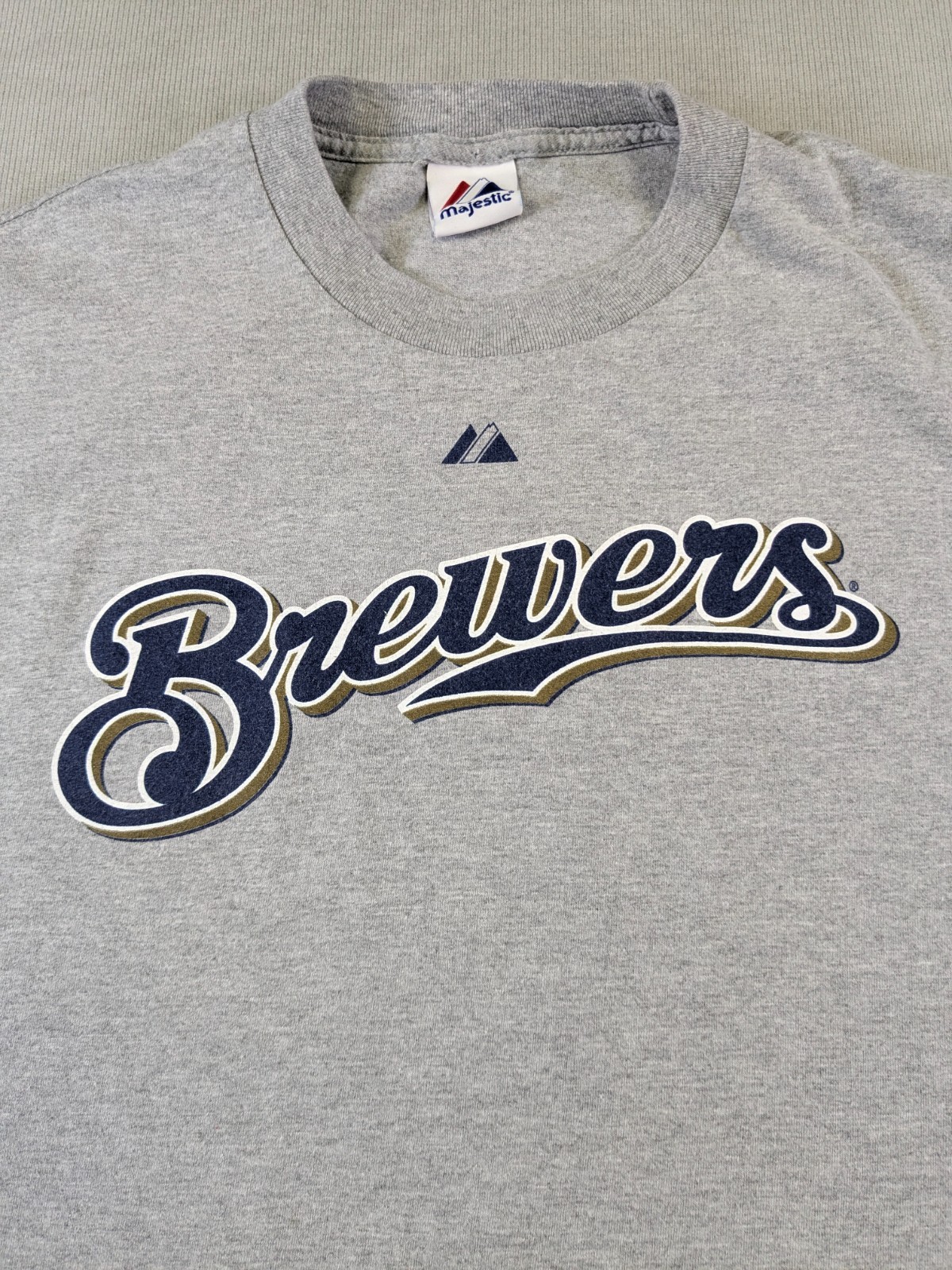 Milwaukee Brewers Jersey Shirt Mens 2XL Gray Majestic Y2K Ryan Braun MLB Retro