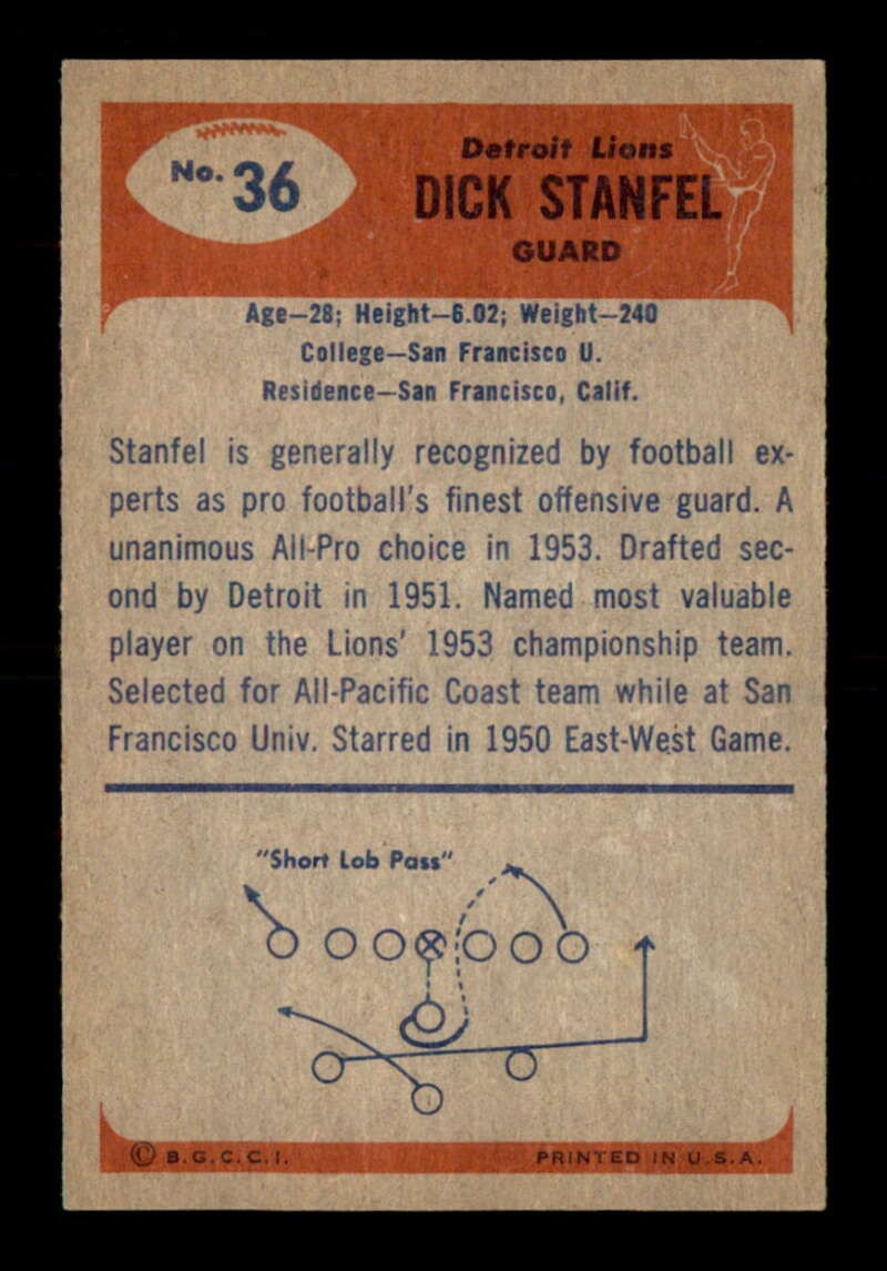 1955 Bowman #36 Dick Stanfel RC EXMT+ X3710343